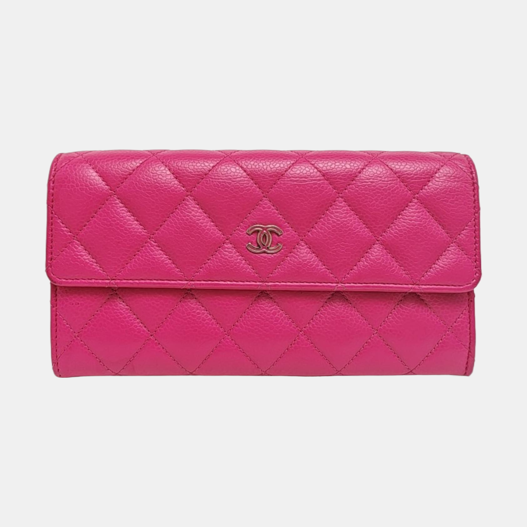 Quilted Grained Calfskin Wallet Red