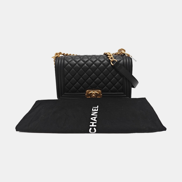 BOY CHANEL Medium Quilted Calfskin Black
