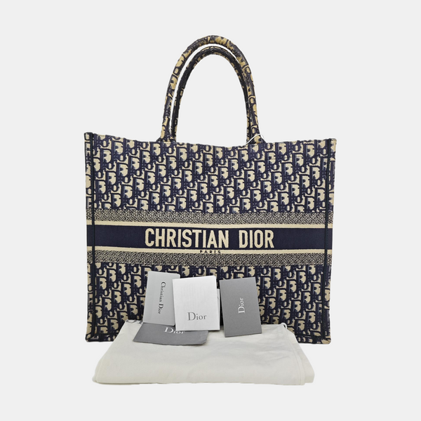 Book Tote Large Oblique Canvas Blue
