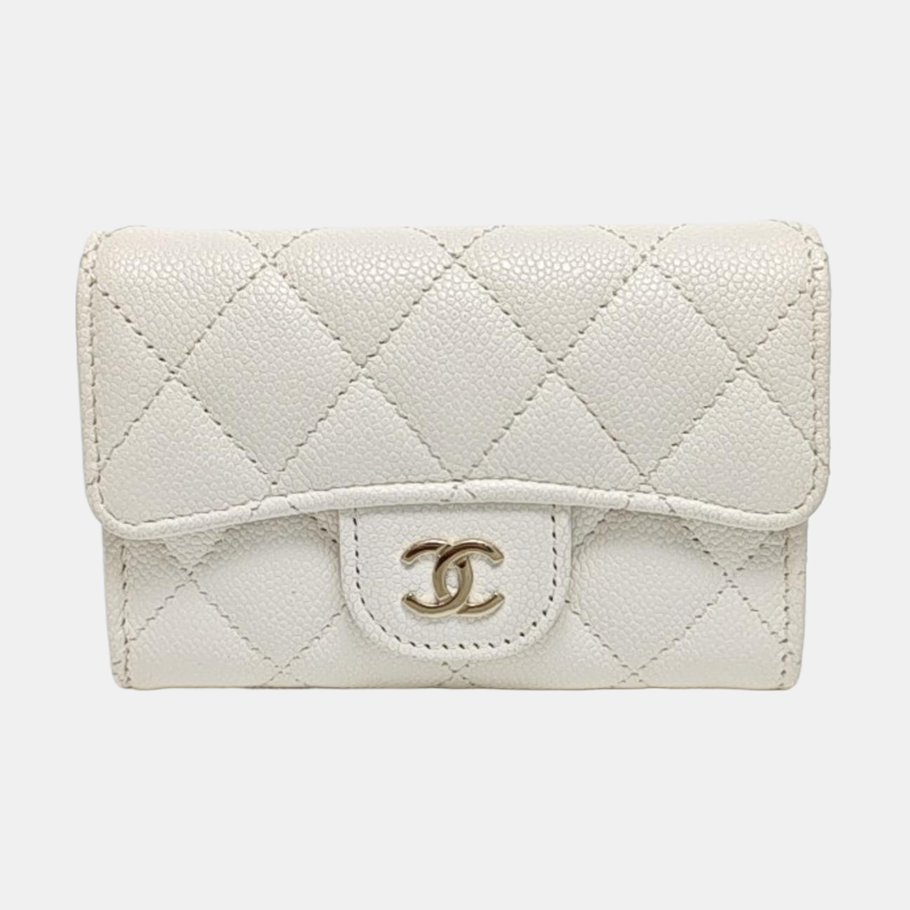 CLASSIC FLAP Quilted Grained Calfskin White