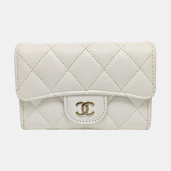 CLASSIC FLAP Quilted Grained Calfskin White