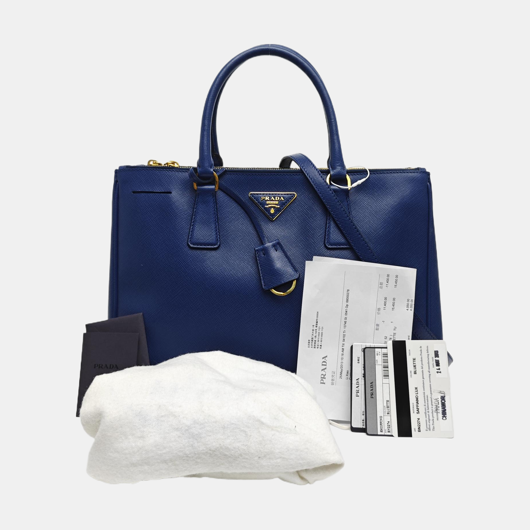 Galleria Extra Large Saffiano Calfskin Blue