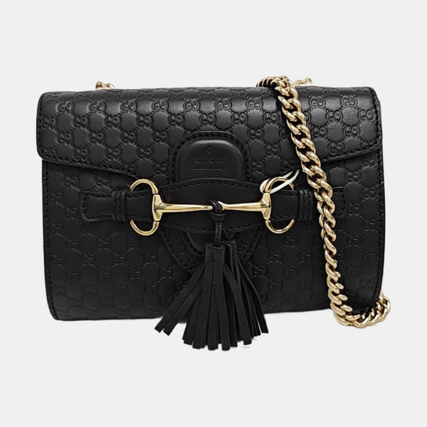 Emily Chain Mini Monogram Calfskin Black