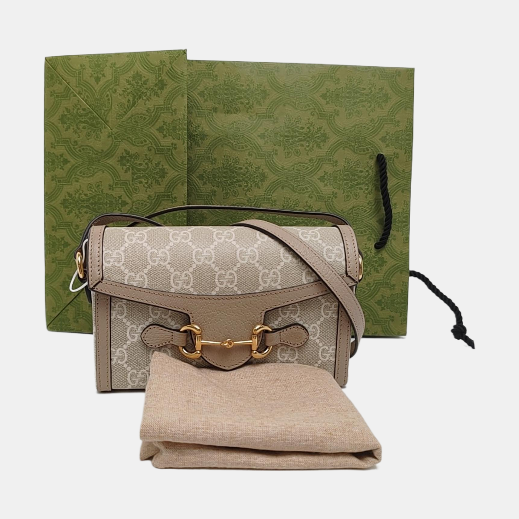 Authenticated pre-owned  Horsebit 1955 Mini Monogram Coated Canvas White - Shoulder Bag at Looply