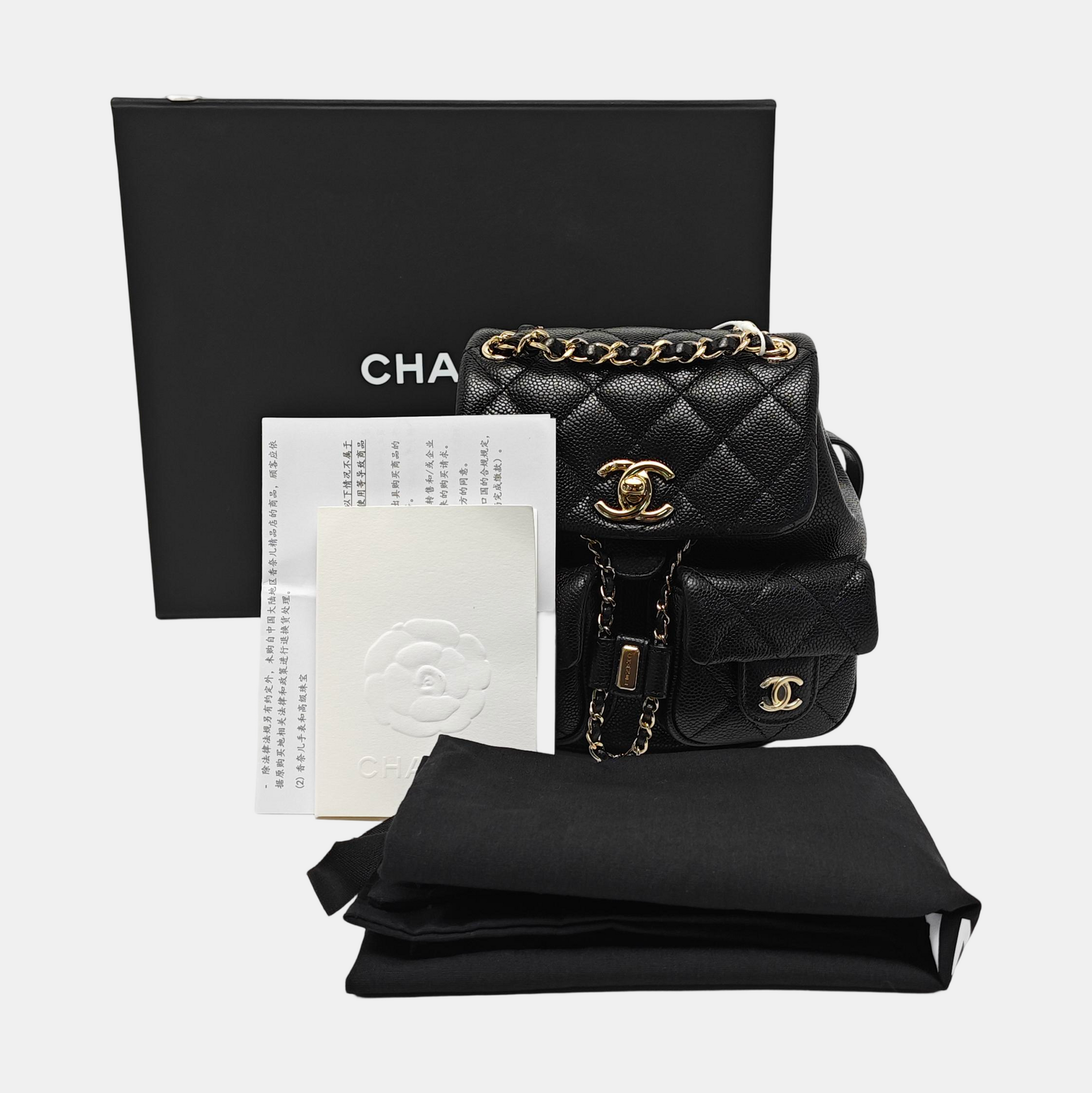 DUMA Small Quilted Grained Calfskin Black