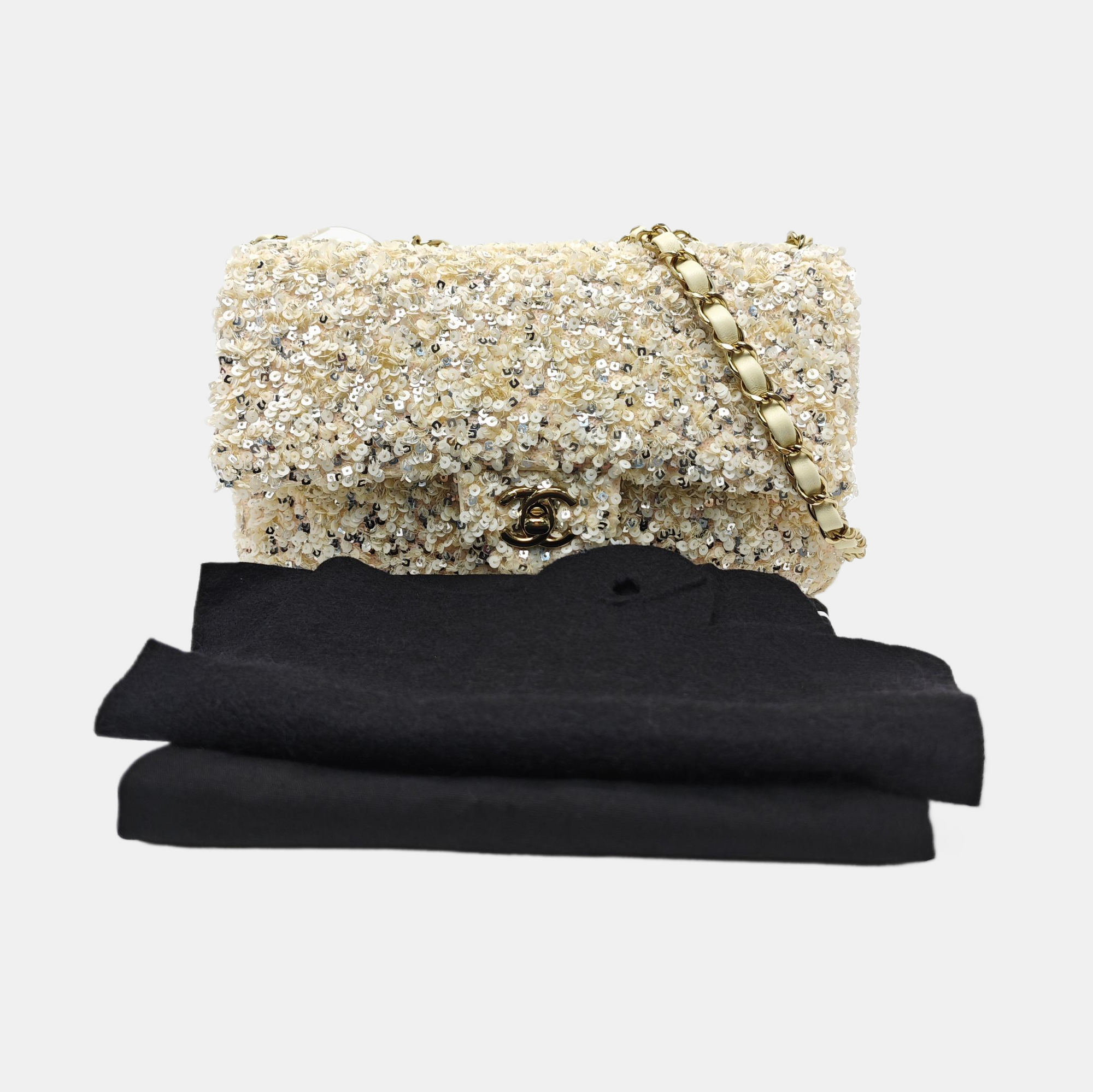 Sequins Shoulder Bag Beige
