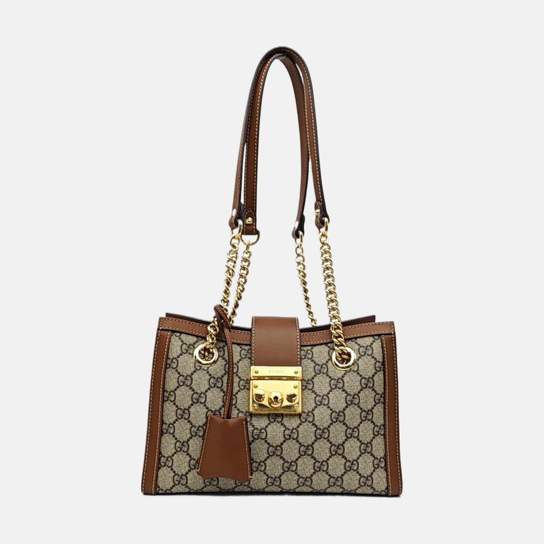 Padlock Small Monogram Coated Canvas Beige