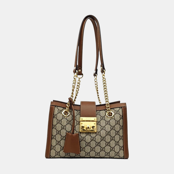 Padlock Small Monogram Coated Canvas Beige