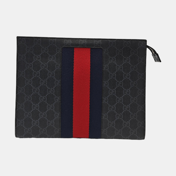 GG Supreme Monogram Coated Canvas Gray