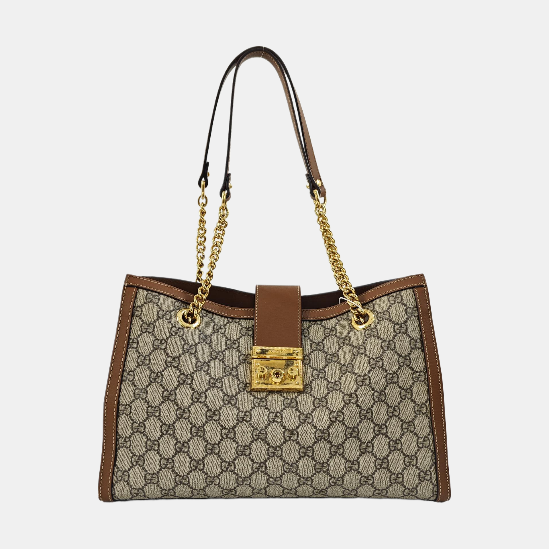 Padlock Medium Monogram Coated Canvas Beige