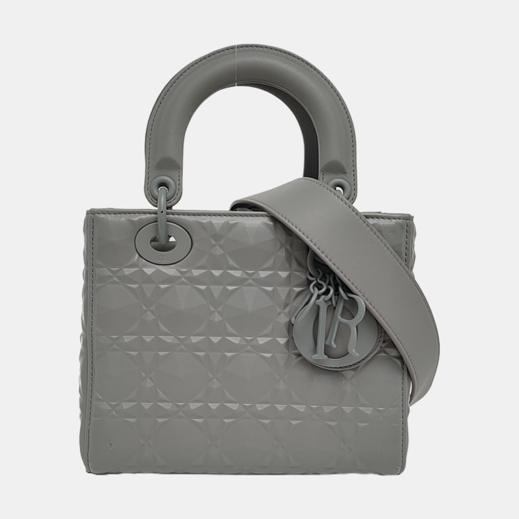Authenticated pre-owned  Lady Dior Small Quilted Calfskin Grey - Crossbody Bag at Looply