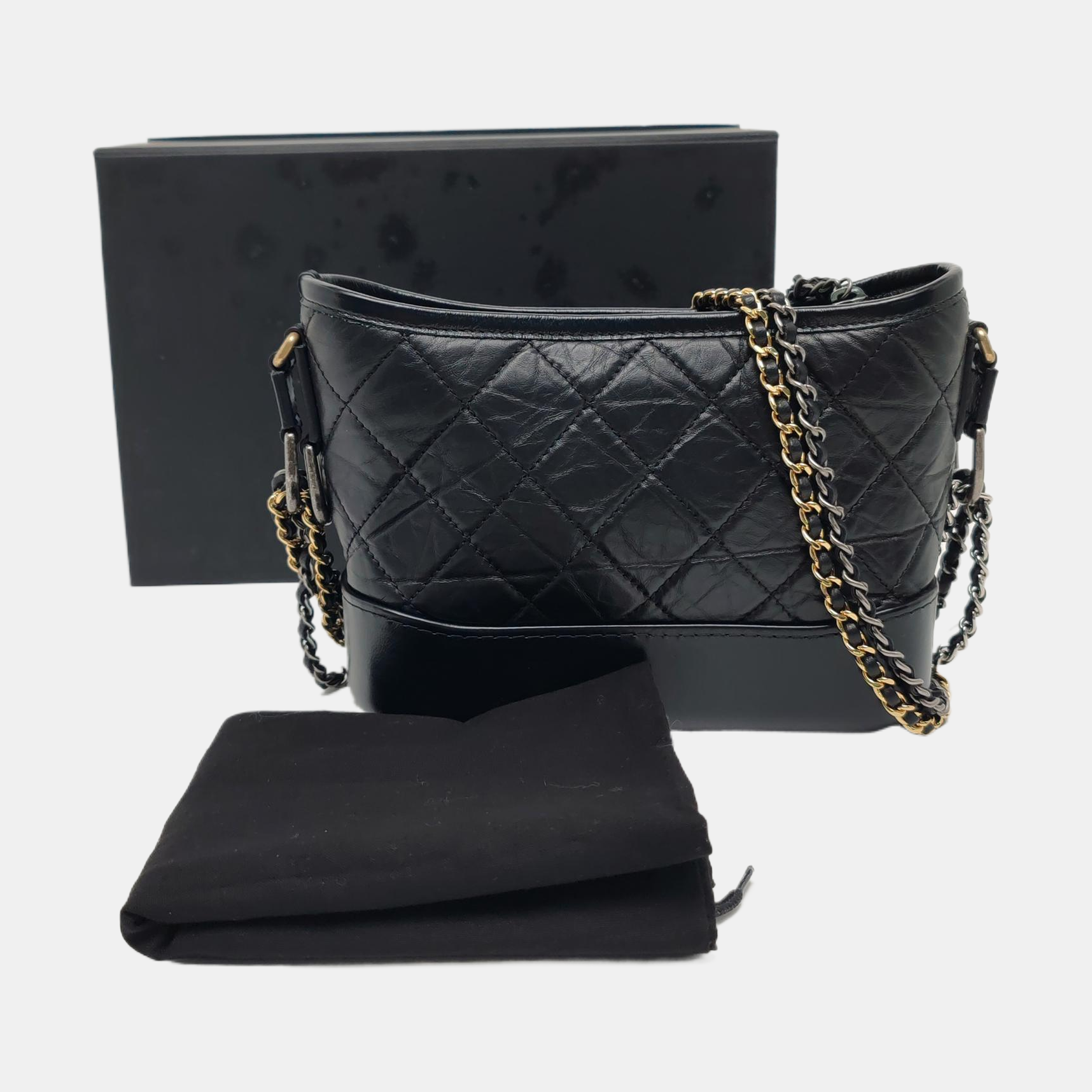 GABRIELLE Small Quilted Calfskin Black