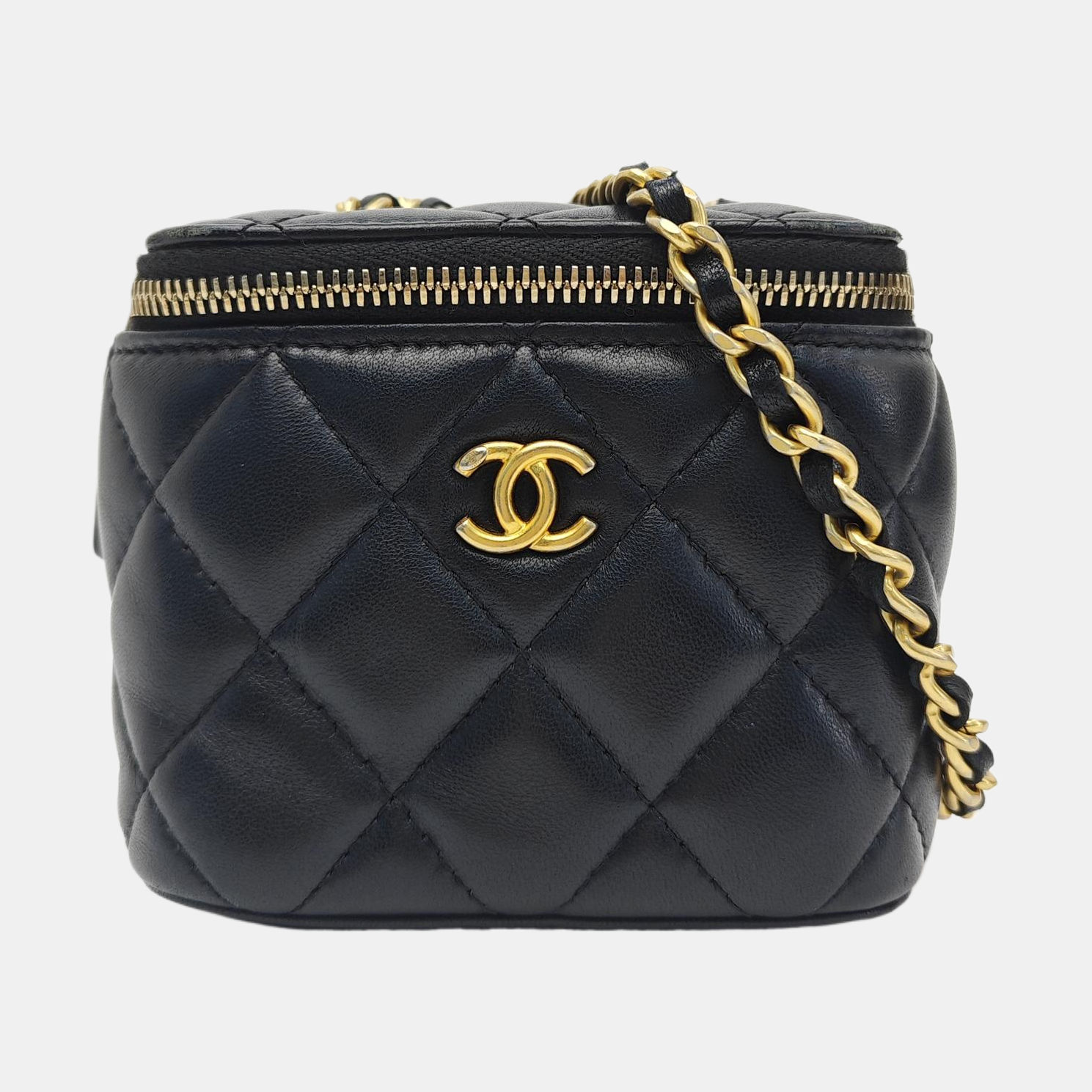 VANITY CASE Mini Quilted Lambskin Black