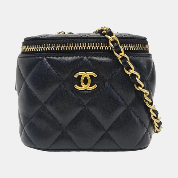 VANITY CASE Mini Quilted Lambskin Black