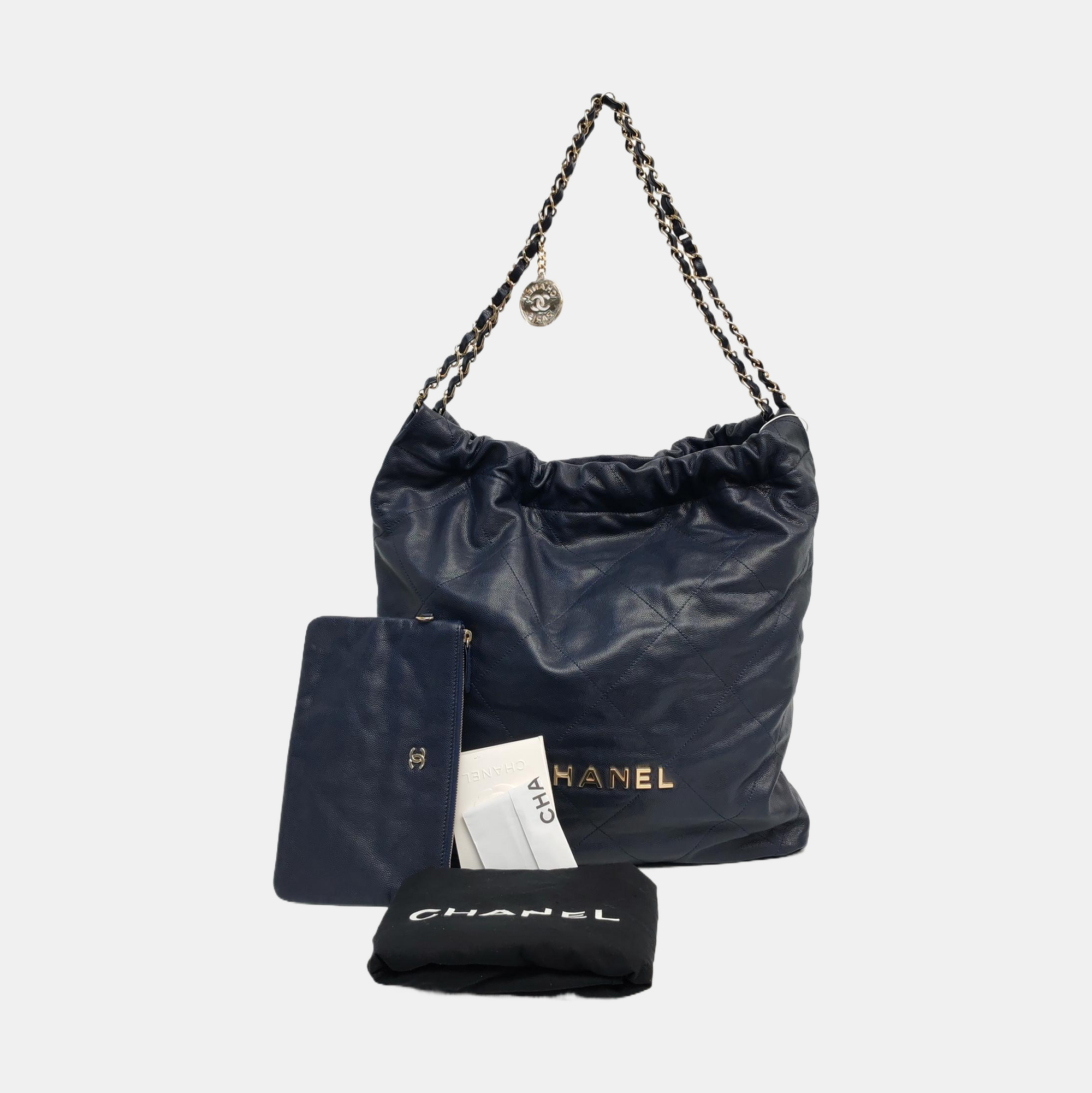 CHANEL 22 Small Quilted Calfskin Blue