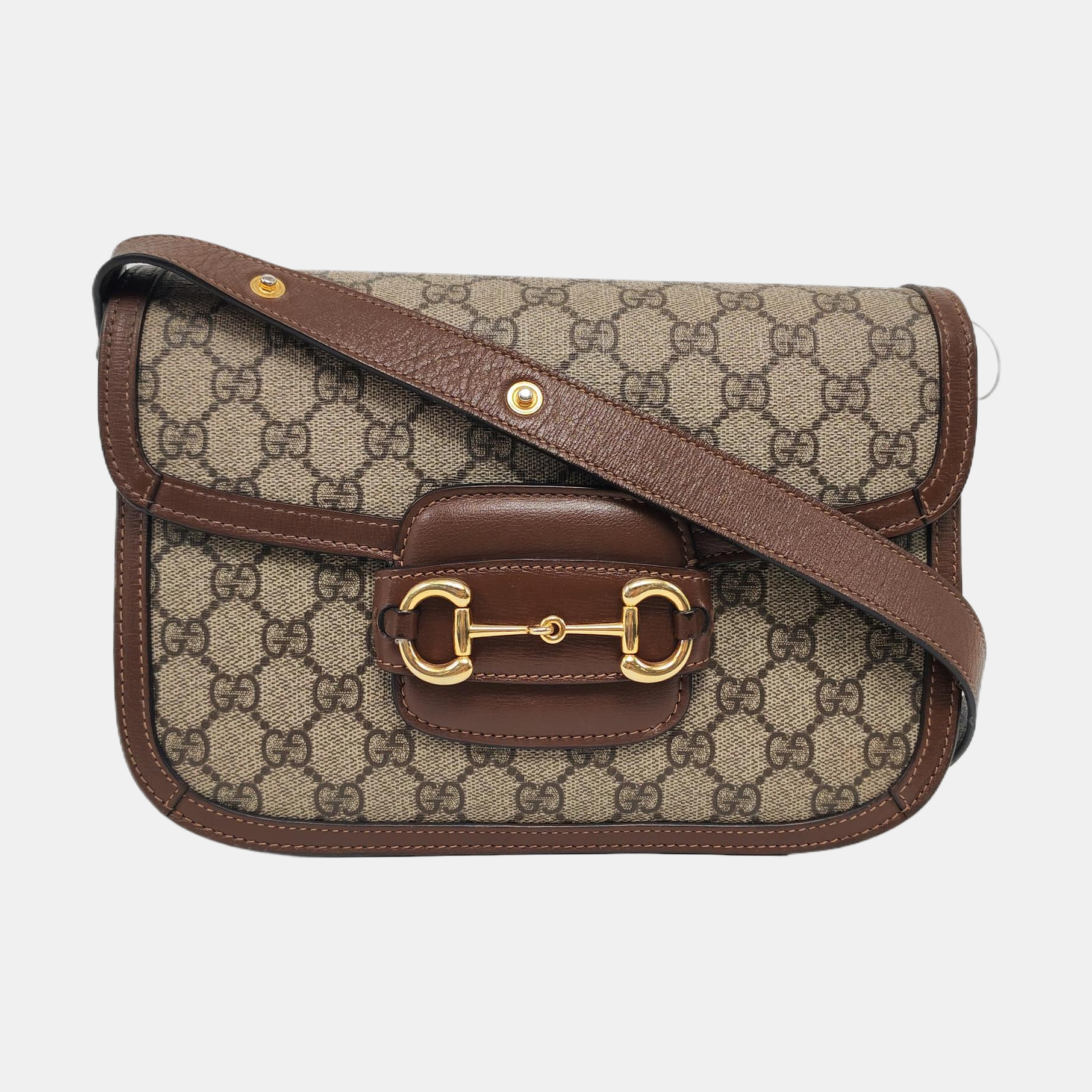 Horsebit 1955 Medium Monogram Coated Canvas Beige