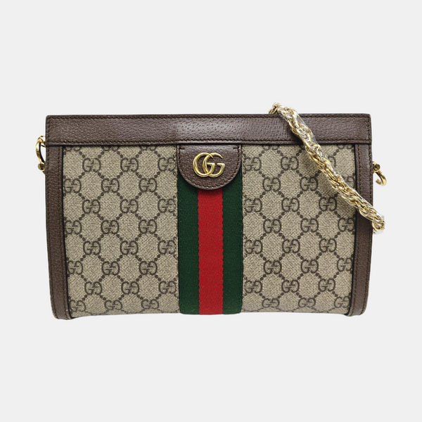 Ophidia Small Monogram Coated Canvas Beige