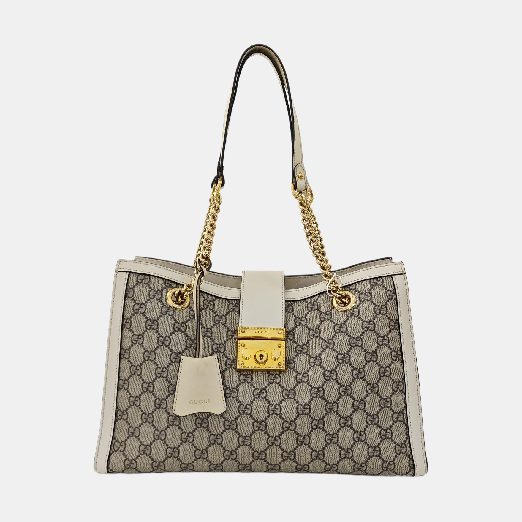 Padlock Medium Monogram Coated Canvas Beige