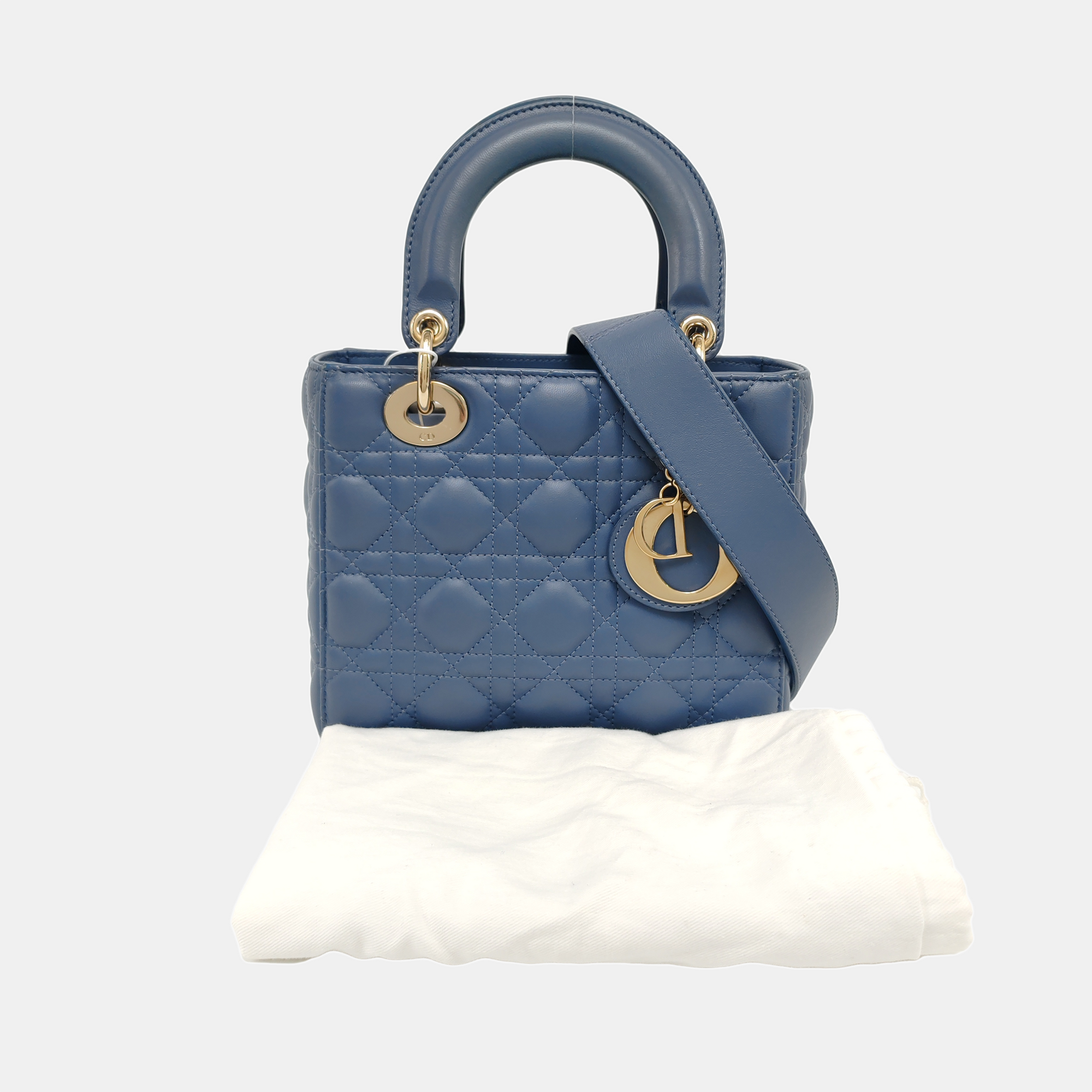 Lady Dior Small Cannage Lambskin Blue