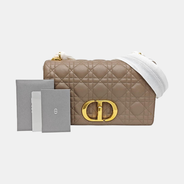 Dior Caro Medium Cannage Calfskin Gray
