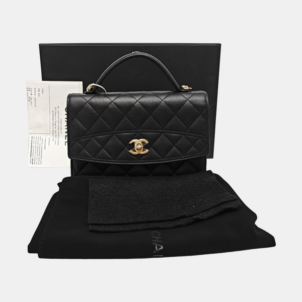 Quilted Grained Calfskin Black