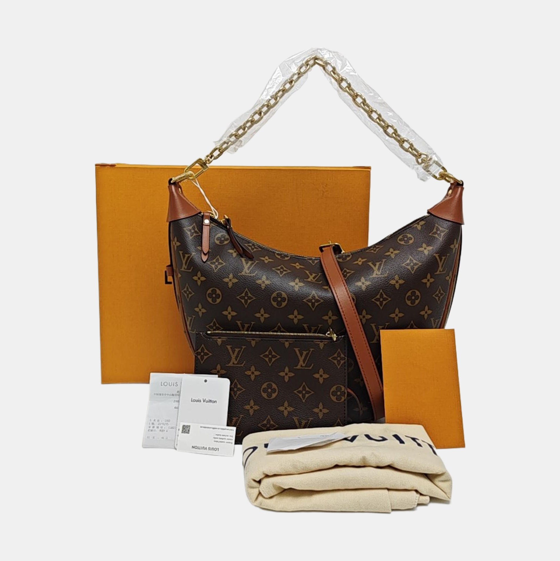 LOOP HOBO Monogram Coated Canvas Brown