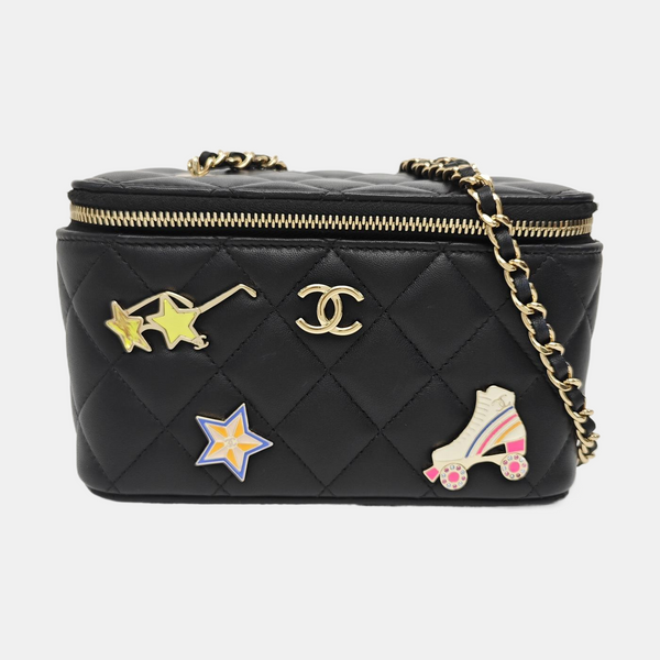 VANITY CASE Small Quilted Lambskin Black
