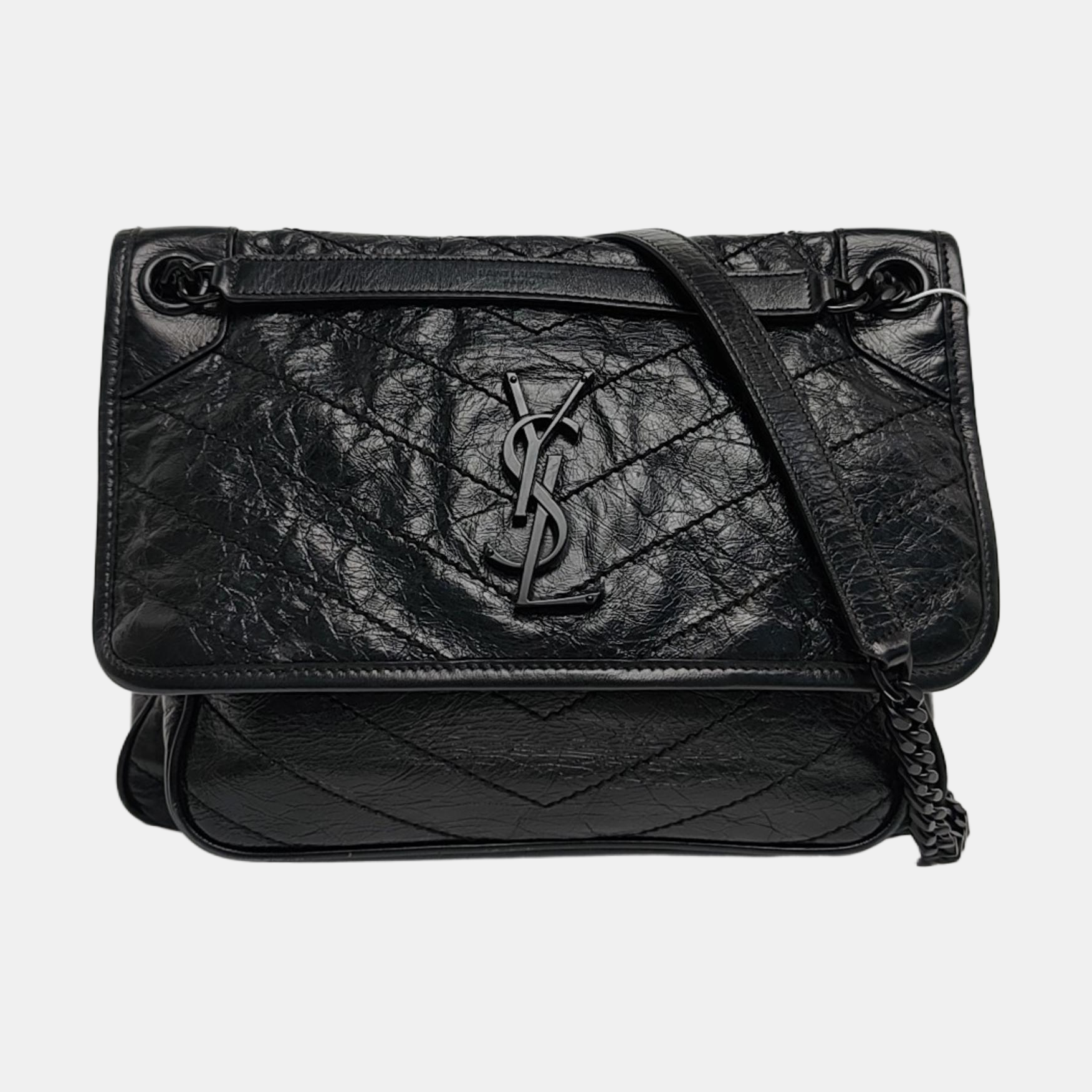 NIKI Medium Chevron Calfskin Black