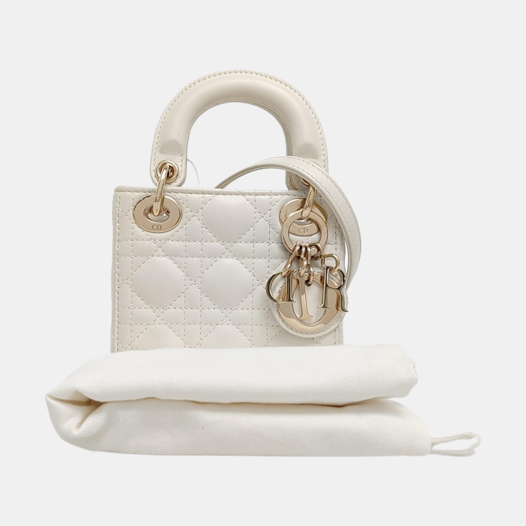 Lady Dior Super Mini Piel de cordero Blanca