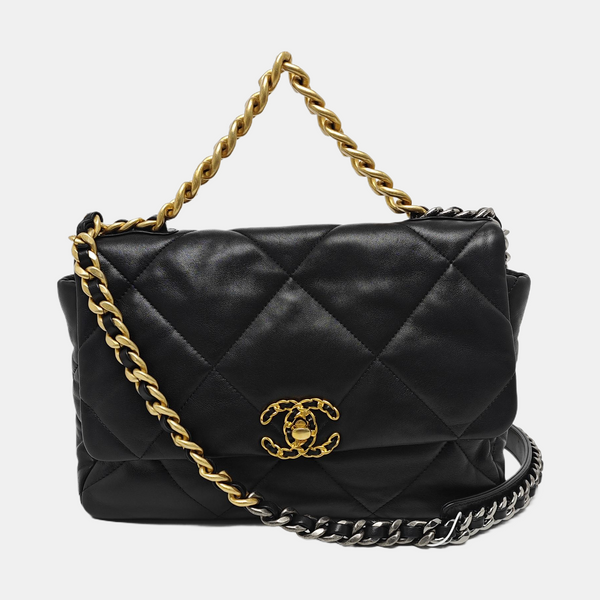 CHANEL 19 Large Quilted Lambskin Black