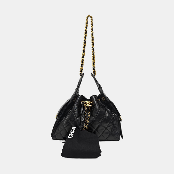 CHANEL 25 Small Quilted Calfskin Black