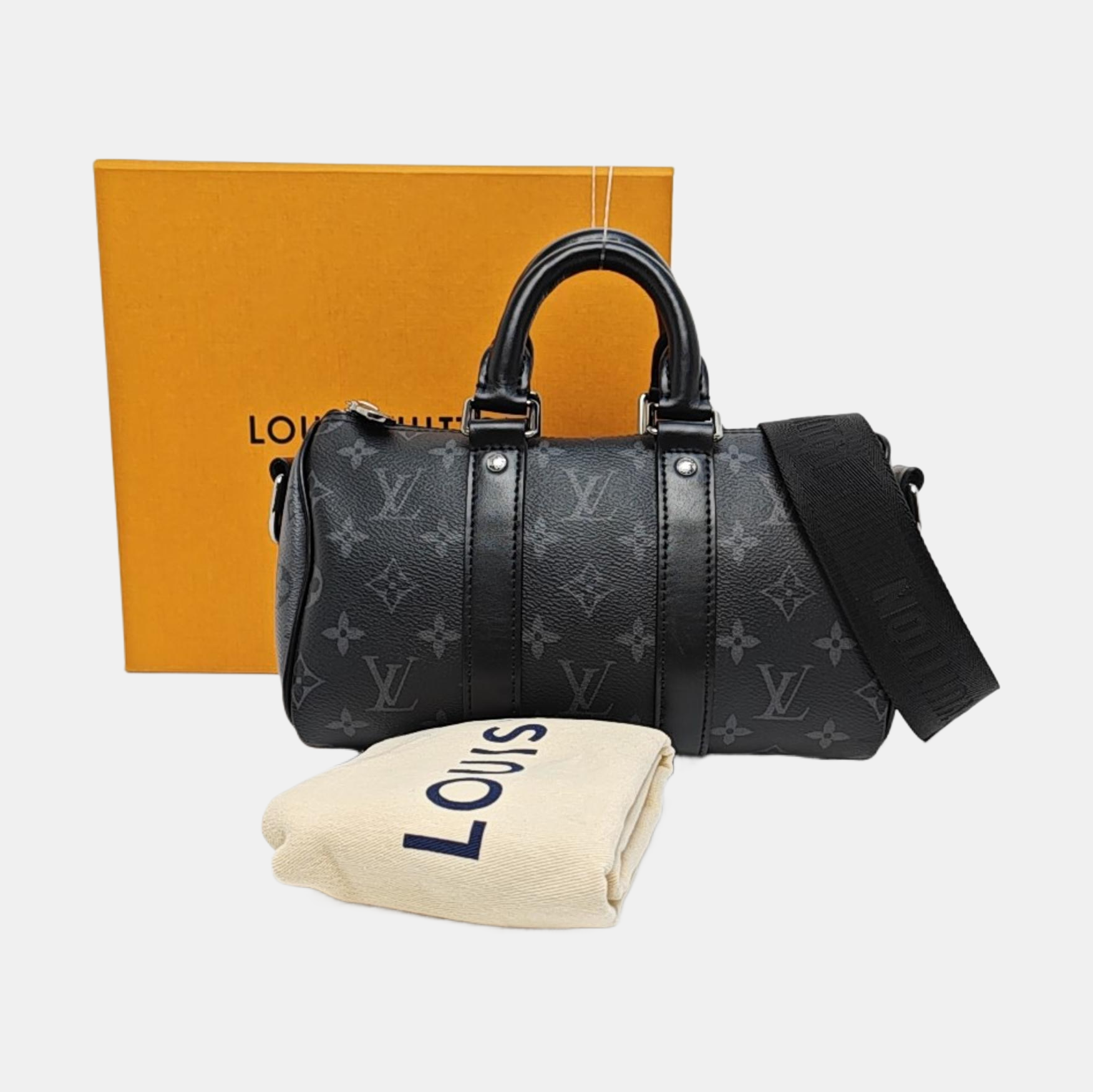 KEEPALL 25 Monogram Coated Canvas Black