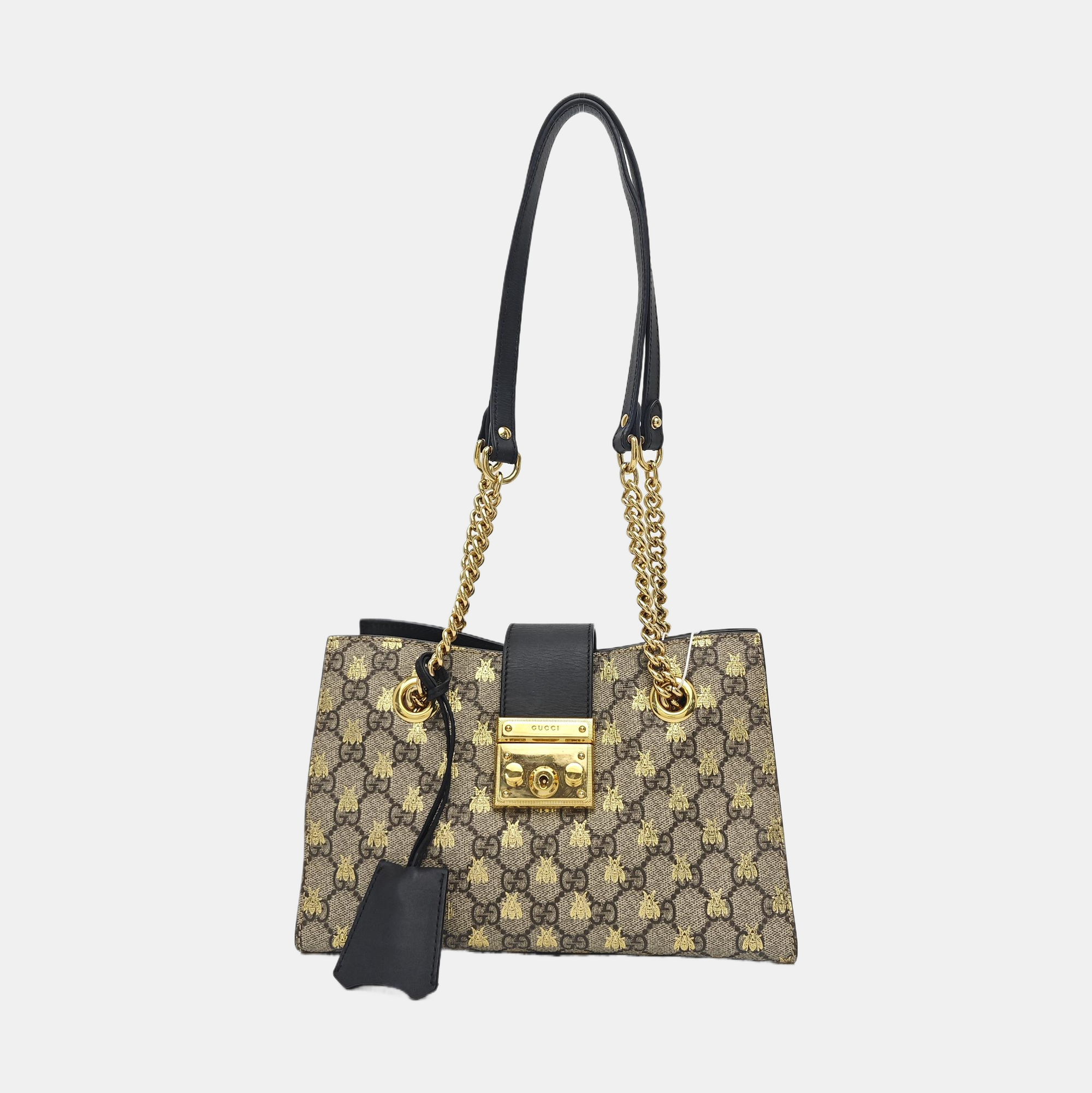Padlock Small Monogram Coated Canvas Beige