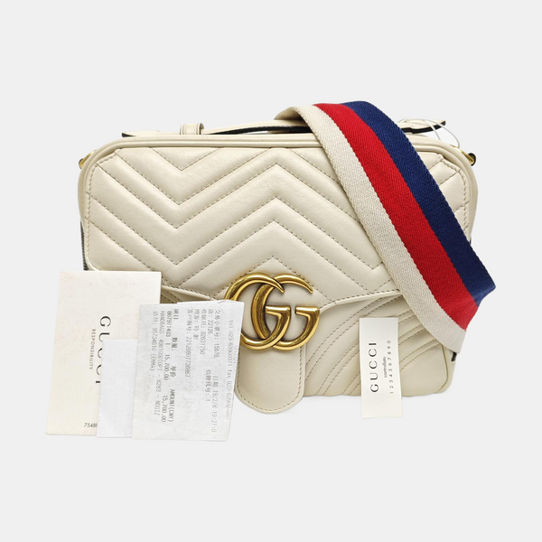 GG Marmont Medium Quilted Calfskin White