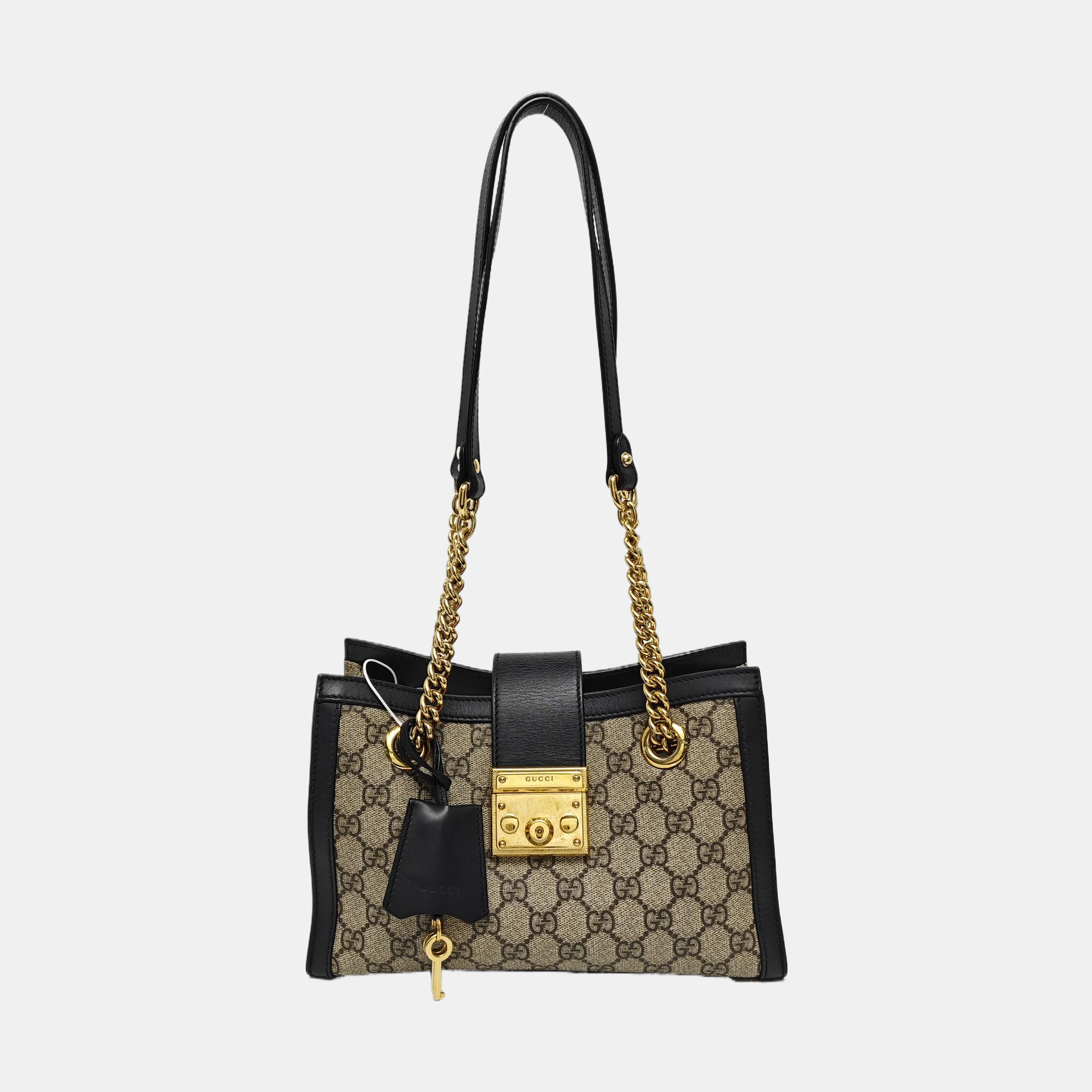 Padlock Small Monogram Coated Canvas Beige