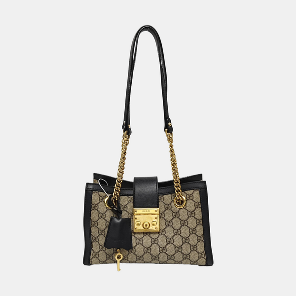 Padlock Small Monogram Coated Canvas Beige