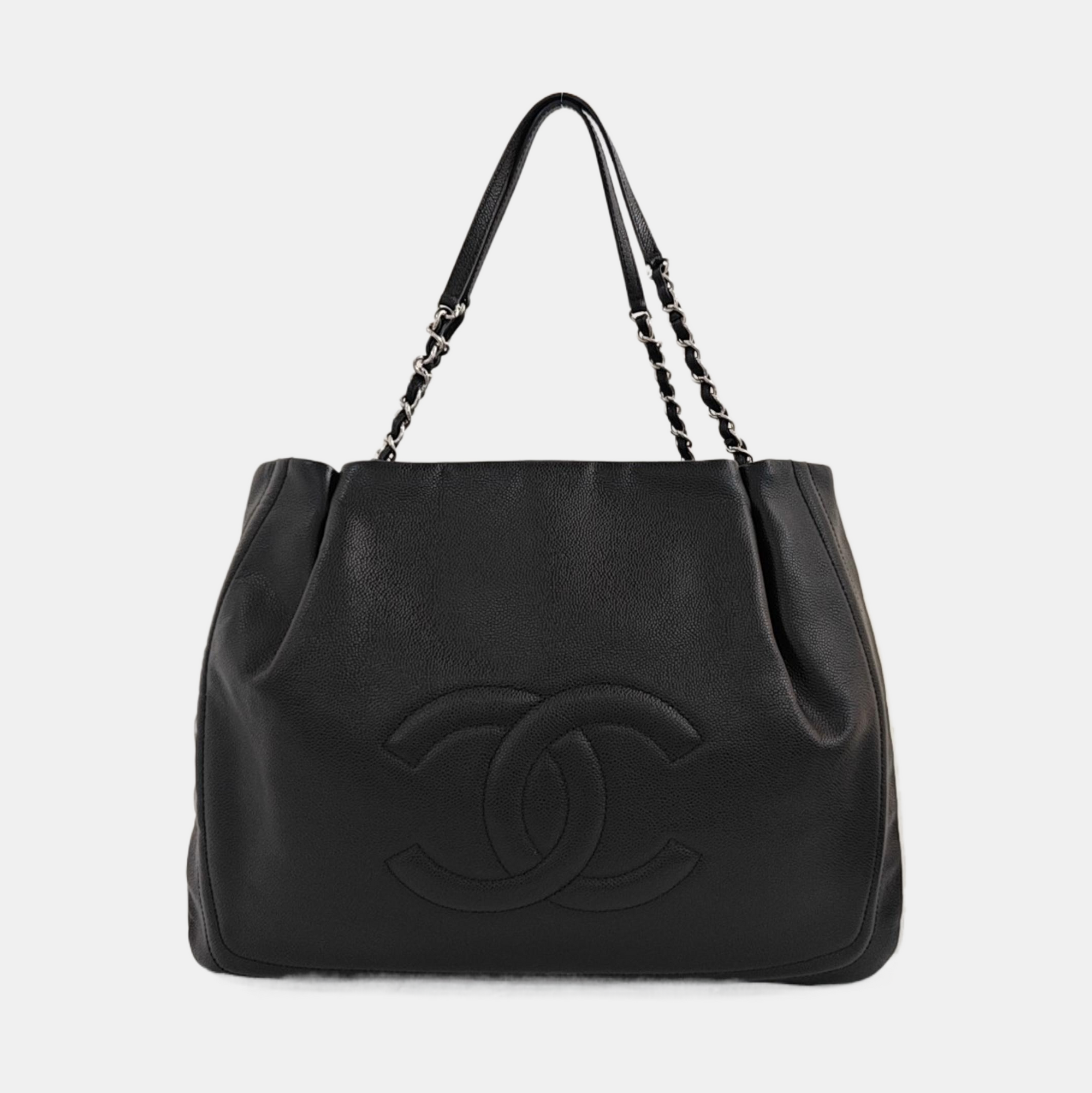 Grained Calfskin Tote Bag Black