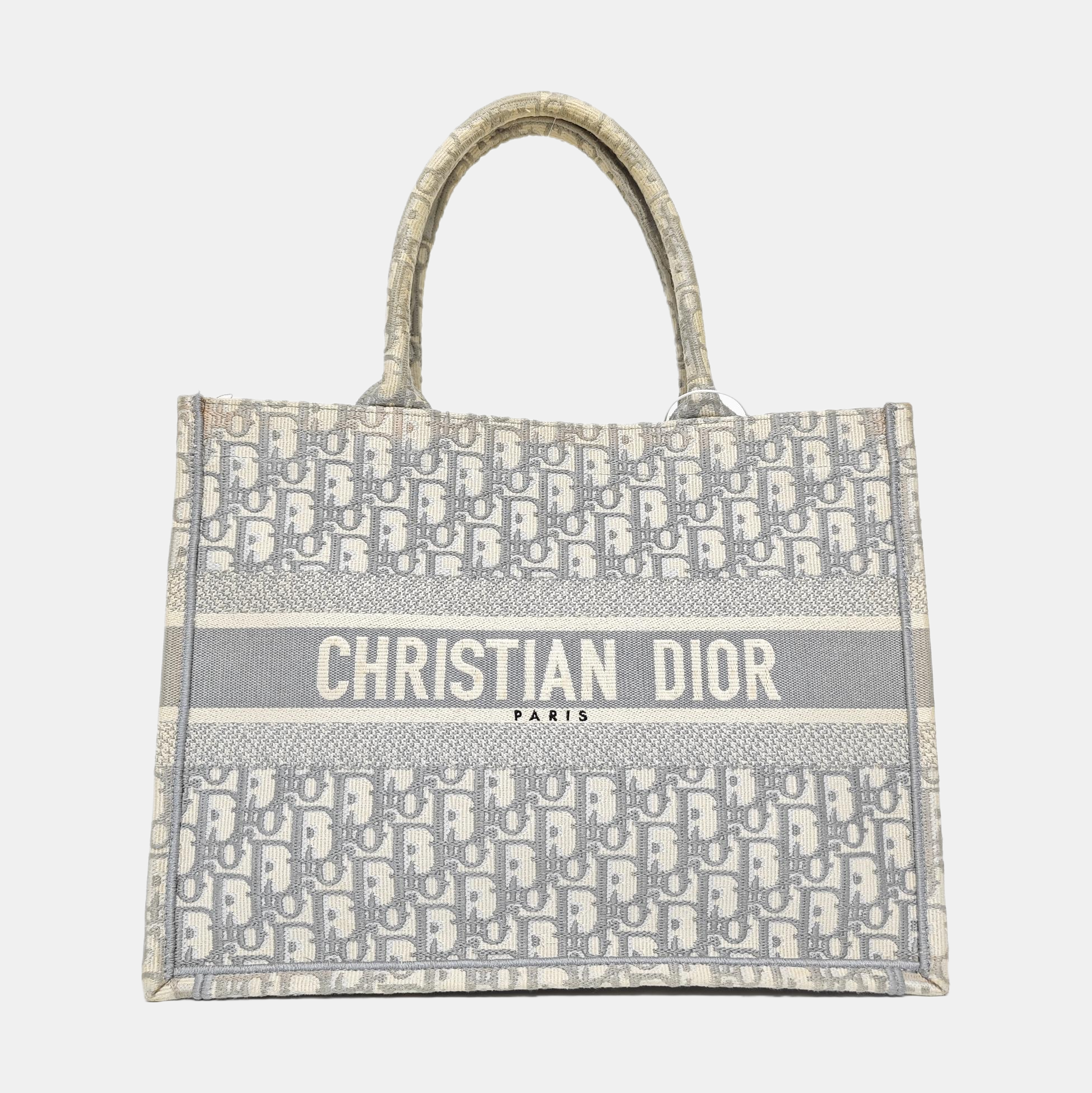 Book Tote Medium Oblique Canvas White