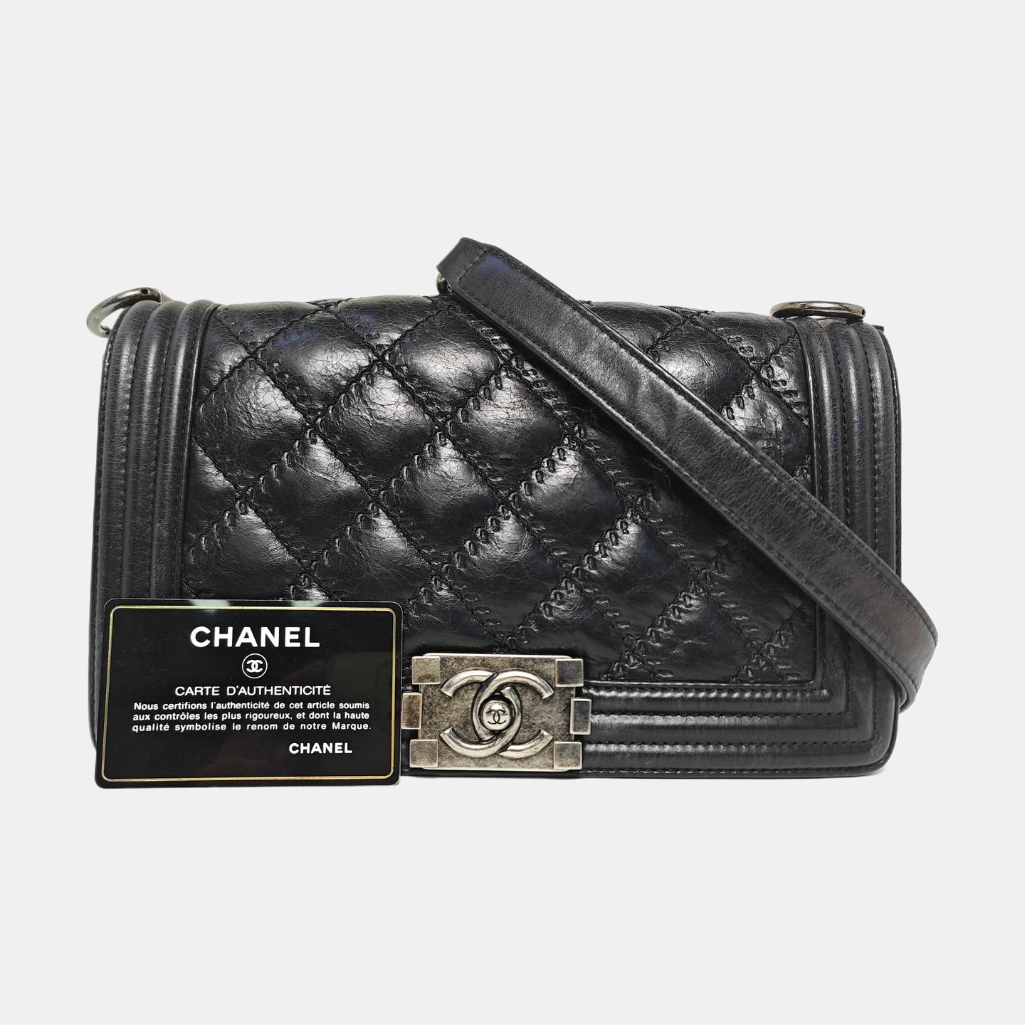 BOY CHANEL Medium Quilted Calfskin Black