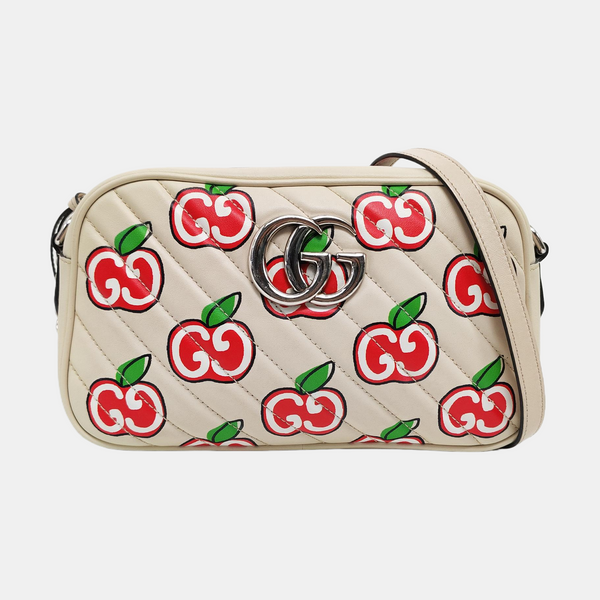 Authenticated pre-owned  GG Marmont Small Quilted Calfskin White - Shoulder Bag at Looply