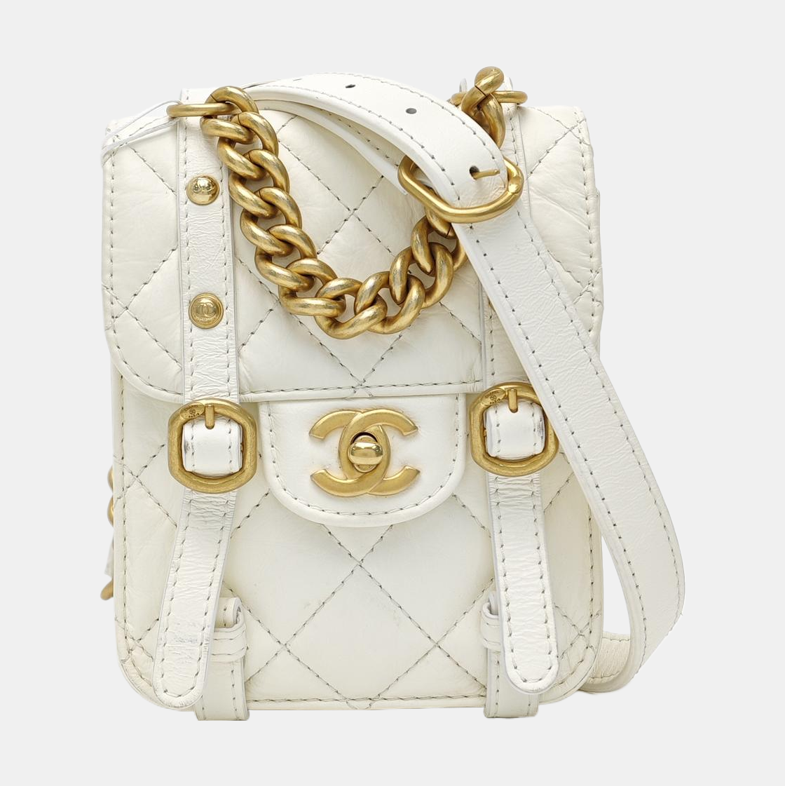 Quilted Calfskin Shoulder Bag Mini White