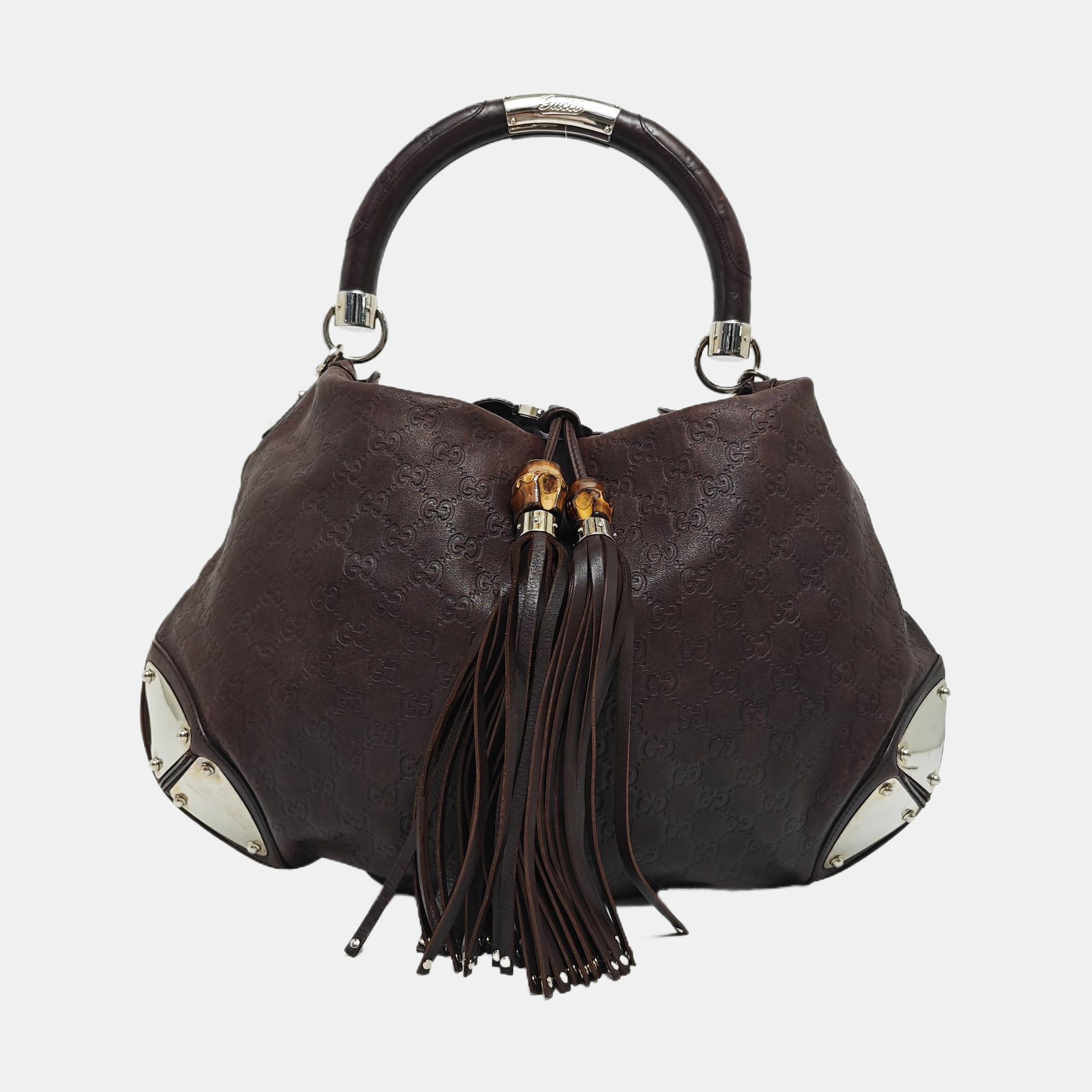 Monogram Calfskin Top Handle Bag Brown