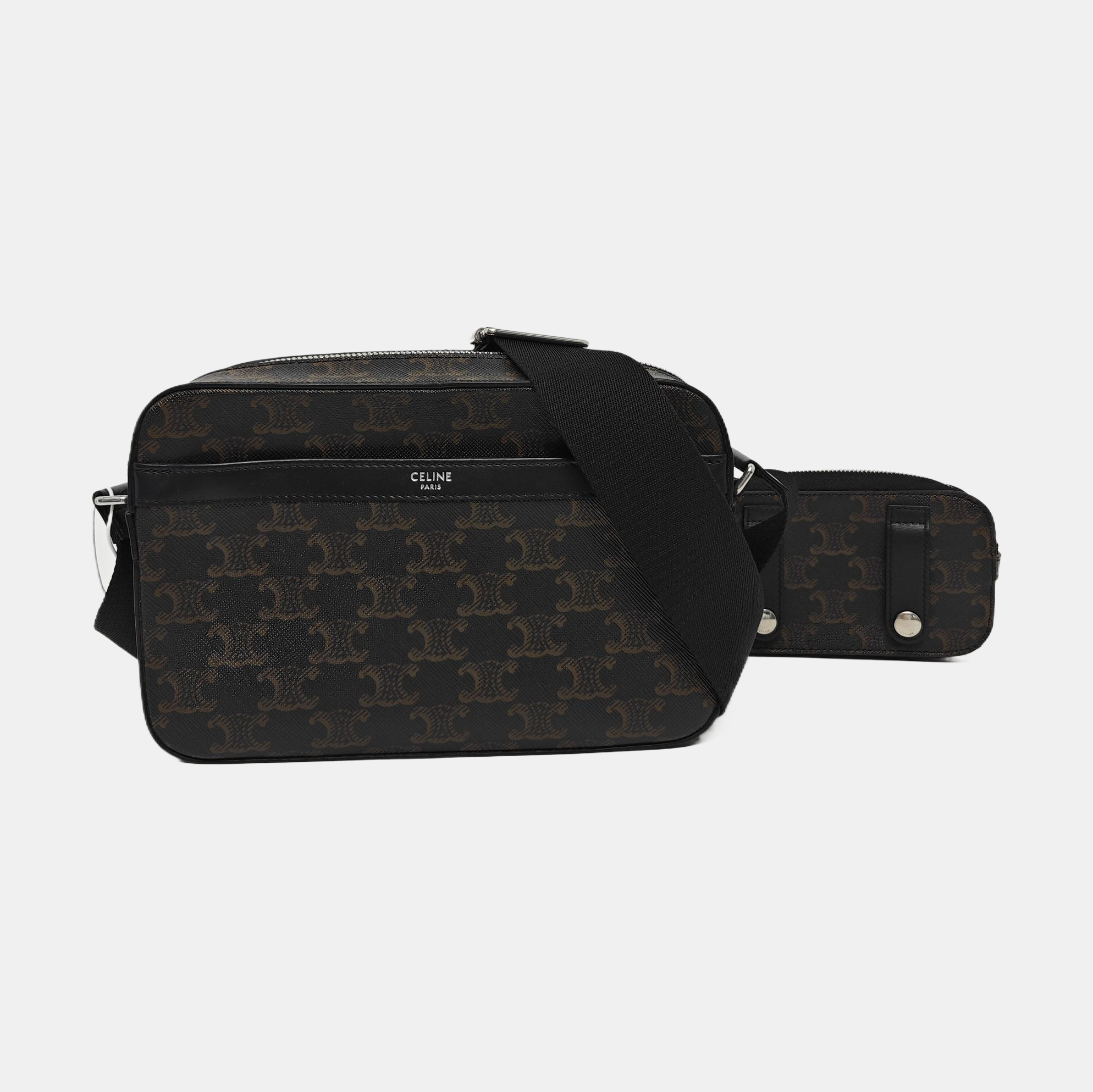 Authenticated pre-owned  TRIOMPHE CANVAS Small Coated Canvas Brown - Shoulder Bag at Looply