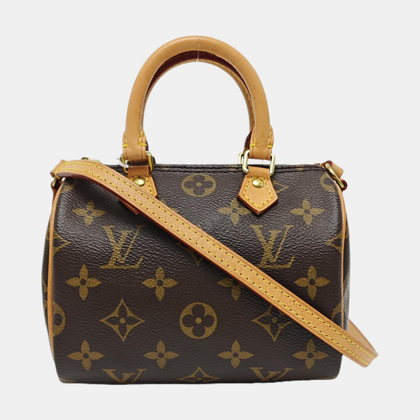 Authenticated pre-owned  SPEEDY Nano Monogram Coated Canvas Brown - Shoulder Bag at Looply