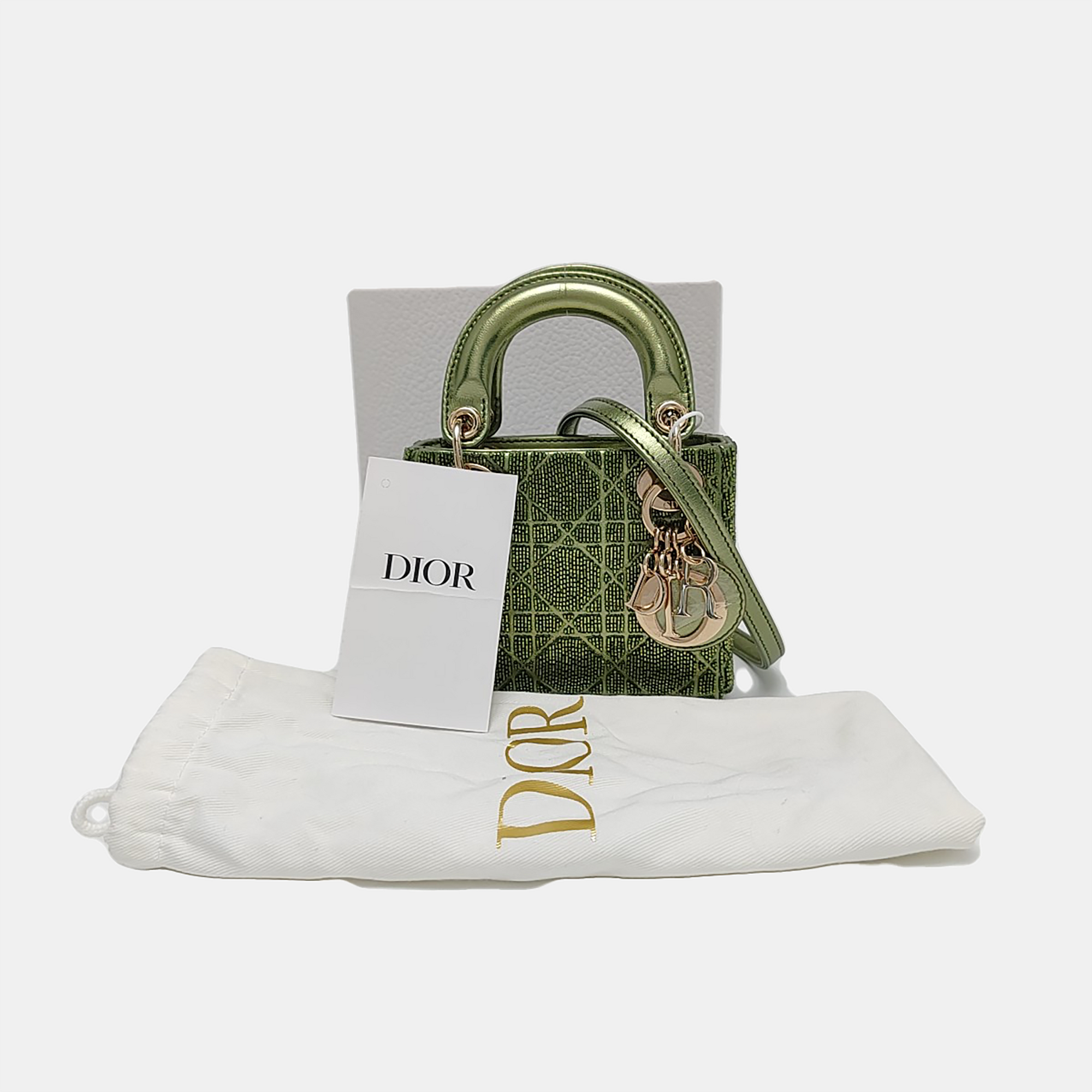Authenticated pre-owned  Lady Dior Super Mini Cannage Special Material Green - Shoulder Bag at Looply