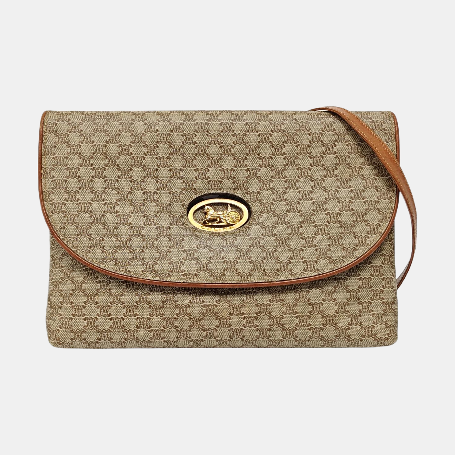 Coated Canvas Shoulder Bag Brown