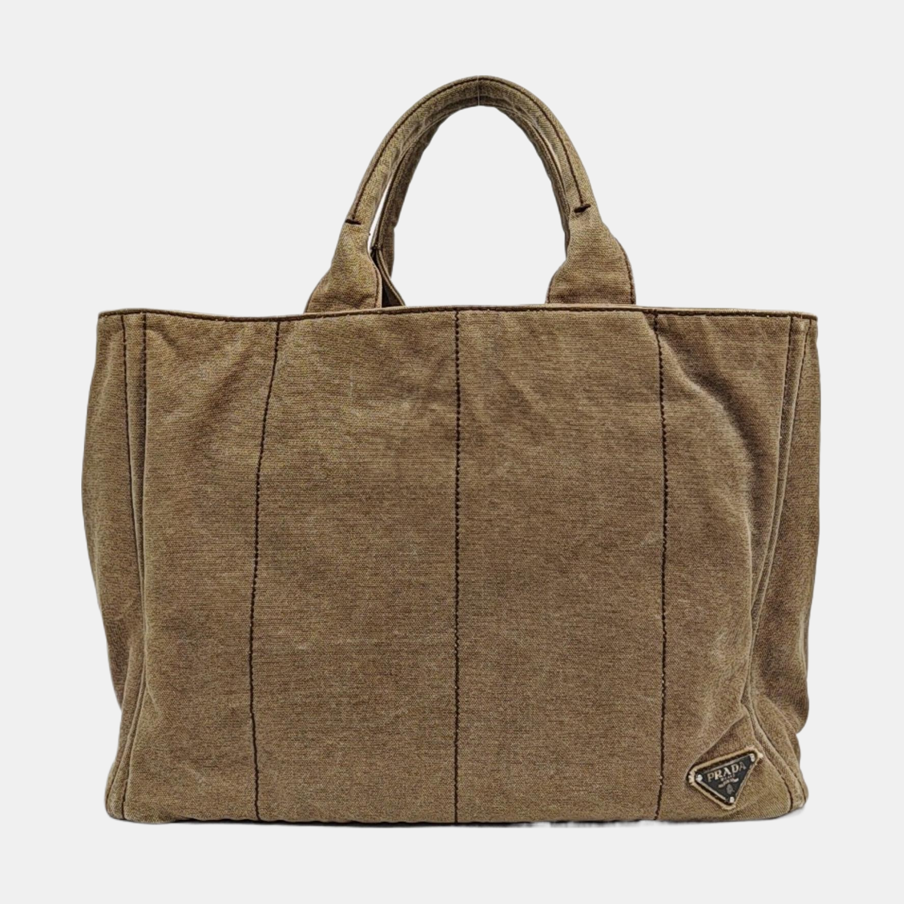Quilted Canvas Tote Bag Brown