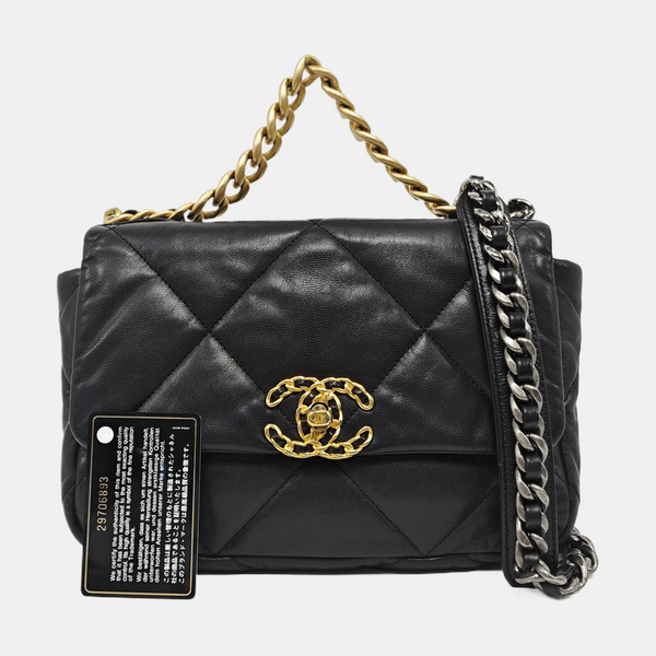 CHANEL 19 Small Quilted Lambskin Black