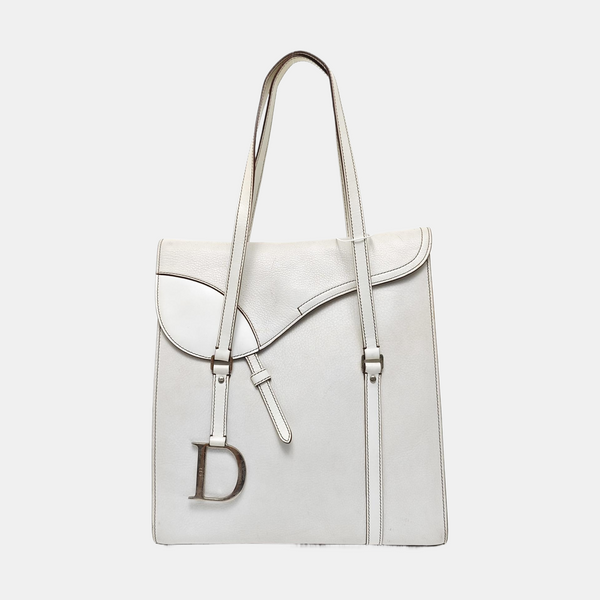 Saddle Medium Calfskin White