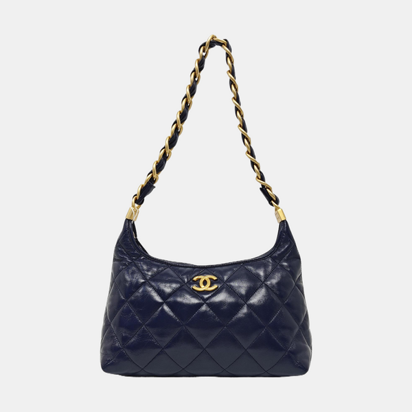 Quilted Calfskin Shoulder Bag Blue